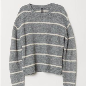 H&M Gray and White Striped Sweater